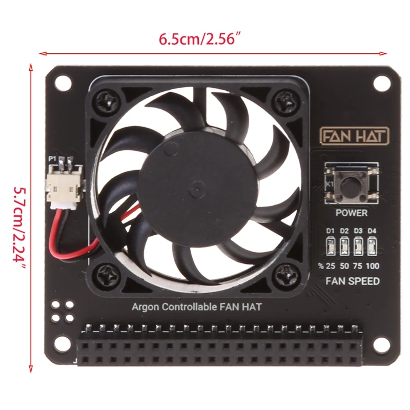 

2.56x2.25inches HAT RGB Cooling HAT with Fan for Raspberry Pi 4B/3B+/3B