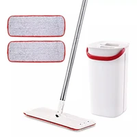 cleanhome flat squeeze mop with bucket hand free washing microfiber cleaning cloth for kitchen wooden floor cleaning