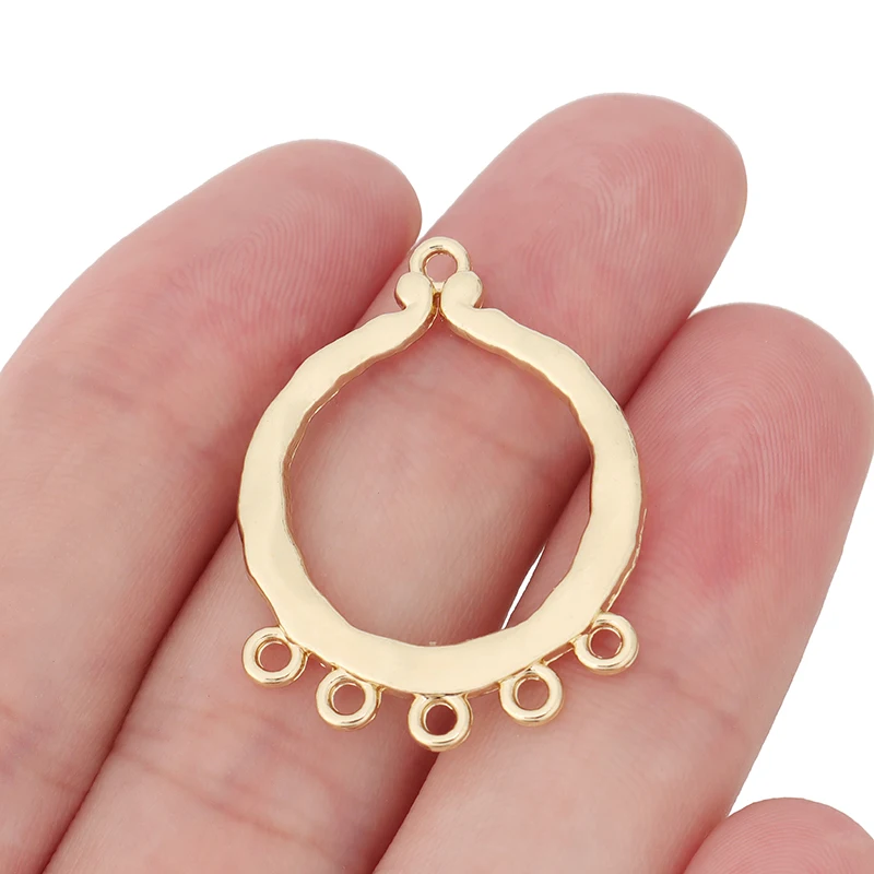 

20 x Gold Tone Open Hollow Round Connectors Charms Pendants for DIY Earrings Jewelry Making Accessories 32x25mm