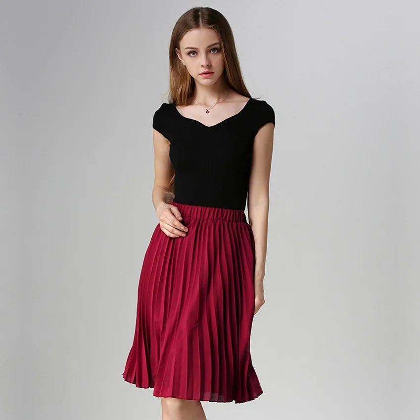 

Women Chiffon Pleated Skirt Vintage High Waist Tutu Skirts Womens Saia Midi Rokken 2023 Summer Style Jupe Femme Skirt