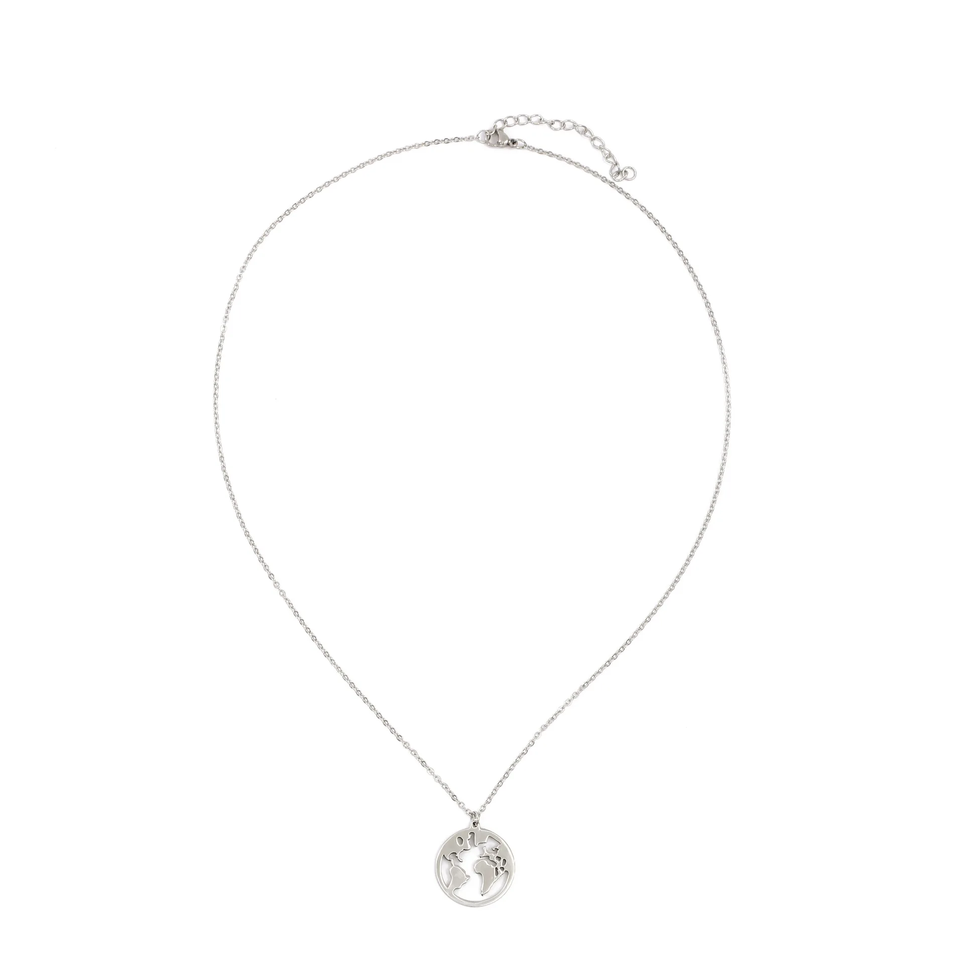 Ожерелье из нержавеющей стали с подвеской в виде круглой карты|Ожерелья