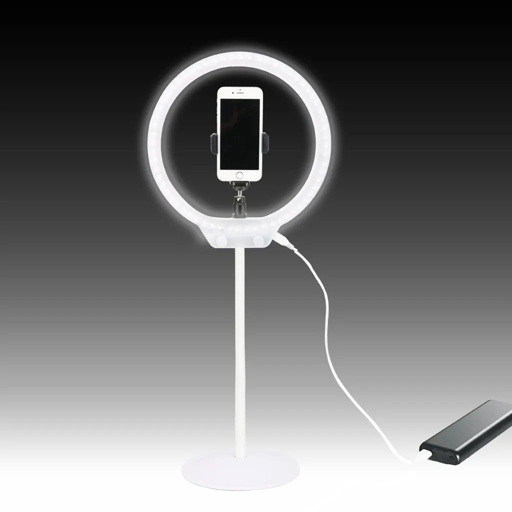 10-дюймовое светодиодное кольцо с регулируемой яркостью для селфи подставкой