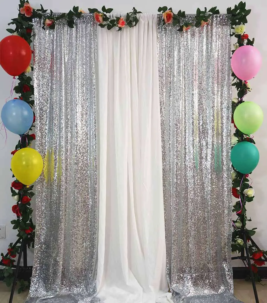 Лидер продаж! Можно заказать 5X10 футов Серебряный свадебный фон с блестками