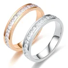 Высококачественное кольцо AsJerlya из нержавеющей стали цвета розового золота с цирконом, не выцветает