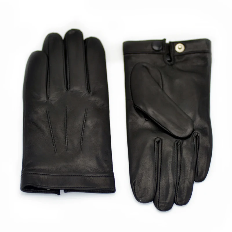 KIMOBAA Мужская Кнопка на запястье цельная овечья кожа цвет черный | Аксессуары для