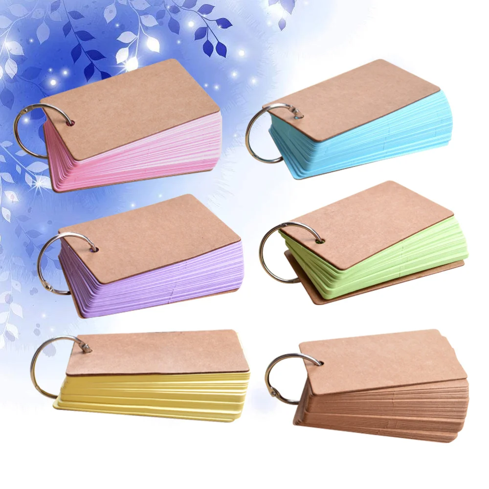 

6pcs Kraft Paper Binder Ring Easy Flash Cards Memo Scratch Notes Pads for School Office Staionery Supplies