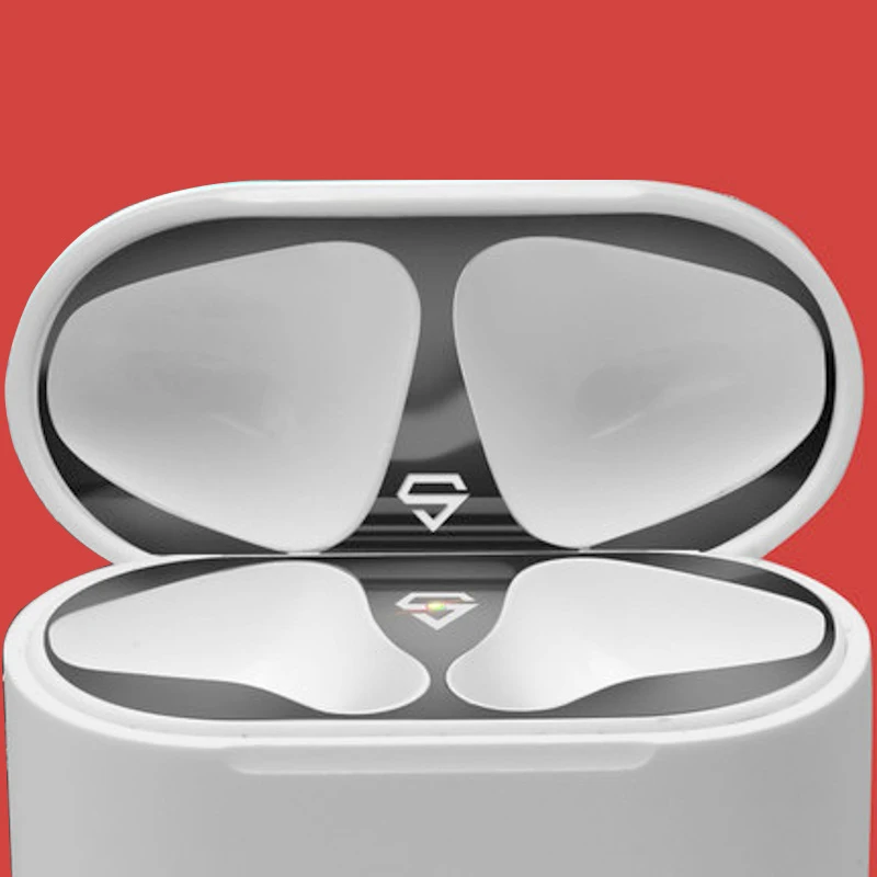 Black 2 Для Apple AirPods 2 металлическая Пылезащитная Защитная Наклейка защитная крышка для наушников для Airpods 2 Пылезащитная наклейка для AirPods 1 - Цвет: Black 2