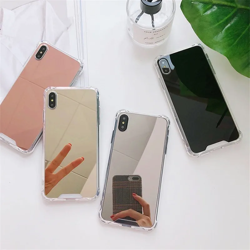 

Fashion Cosmetic Mirror Anti knock Soft Silicone Case For iPhone 7 8 Plus 6 6s X XR XS Max 11 Pro Max Shockproof TPU Back Cover