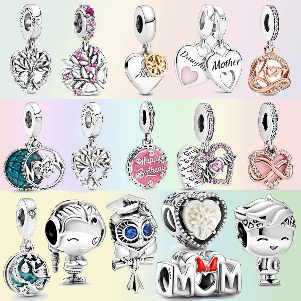 Подвески-шармы для браслетов Пандоры дочери семьи дерева 2021 925 пробы | Украшения и