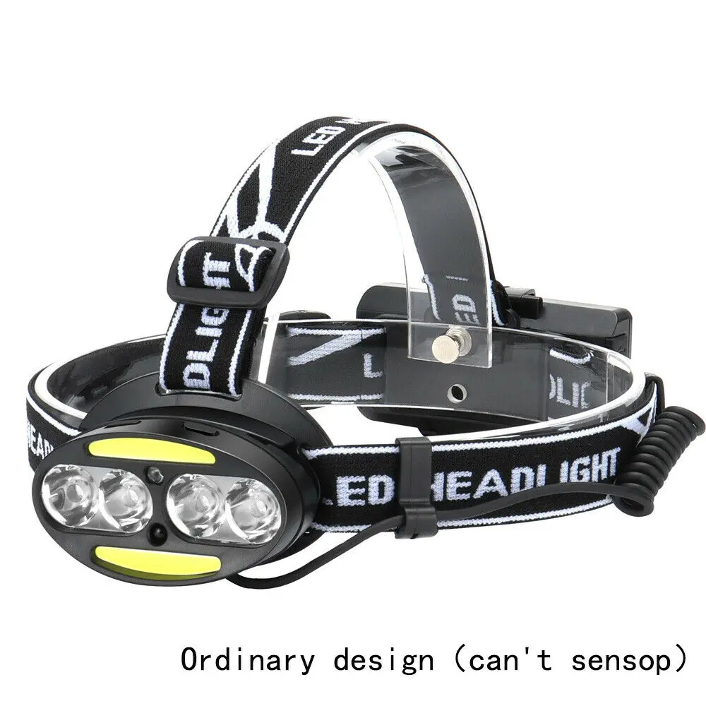 Сверхяркий налобный фонарь 18650 батарея передний свет движение сенсорный