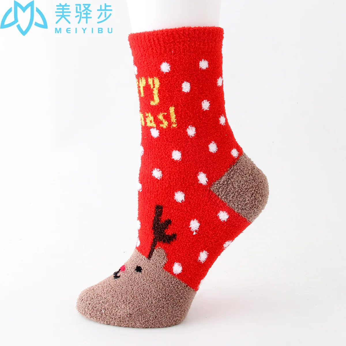 12 Paisr Per Set Winter Nwarm Coral Fleece Holiday Christmas Ladies Socks Thickened Indoor Cartoon Elk Socks for Christmas