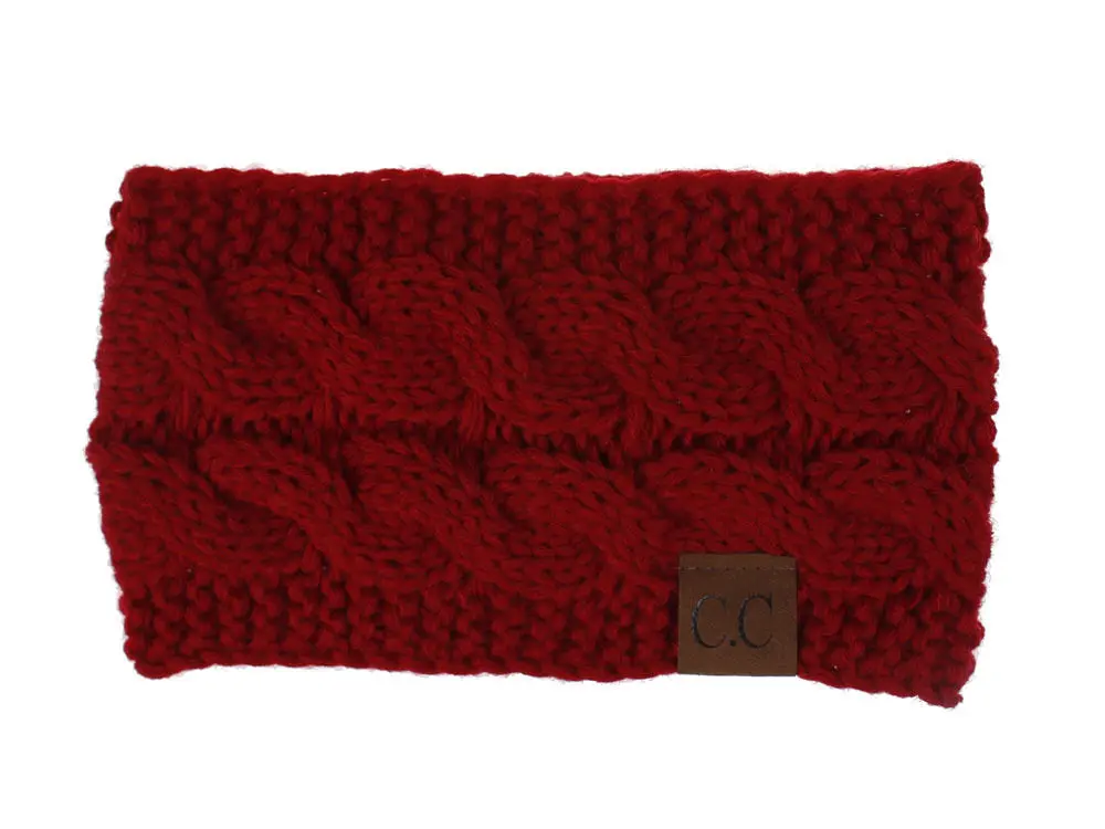 Dark red cc Вязаная повязка на голову, Женская повязка на голову, Женская повязка на голову, широкая повязка на голову, вязаная повязка на голову для девушек, Зимняя повязка на голову WH405D - Цвет: Dark red cc
