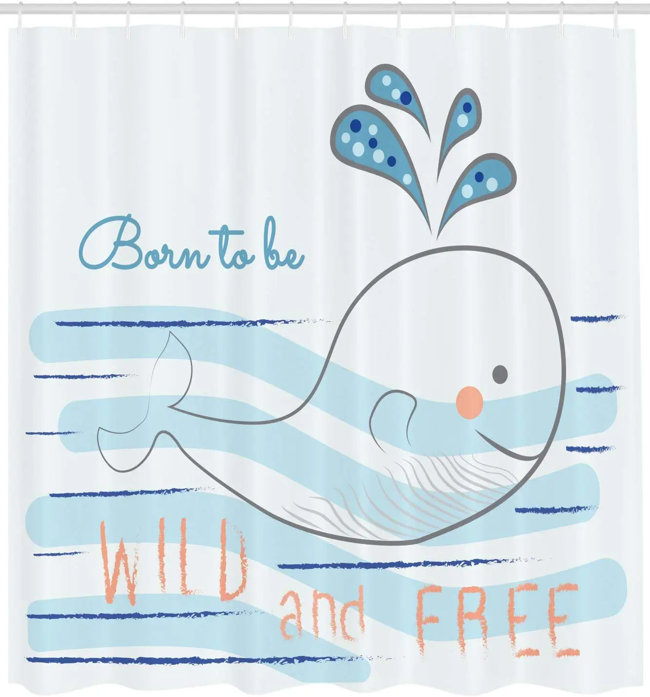 Дудл стиль океан КИТ в волнистом море и мотивационный слоган Декор ванной