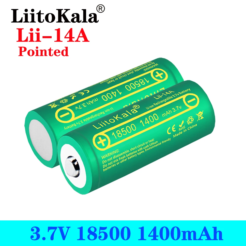 

2023 LiitoKala Lii-14A 18500 1400mAh 3.7V 18500 Battery Rechargeable Battery Recarregavel Lithium Li-ion Batteies For LED