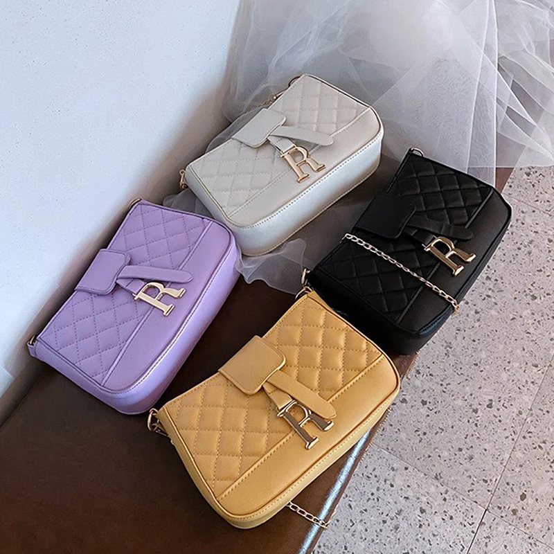 

2021 Women Lingge Flap Bag Designer R Sequined Lock Crossbody Bags For Women Fashion Ladies Shoulder Bag Solid Yellow Handbag