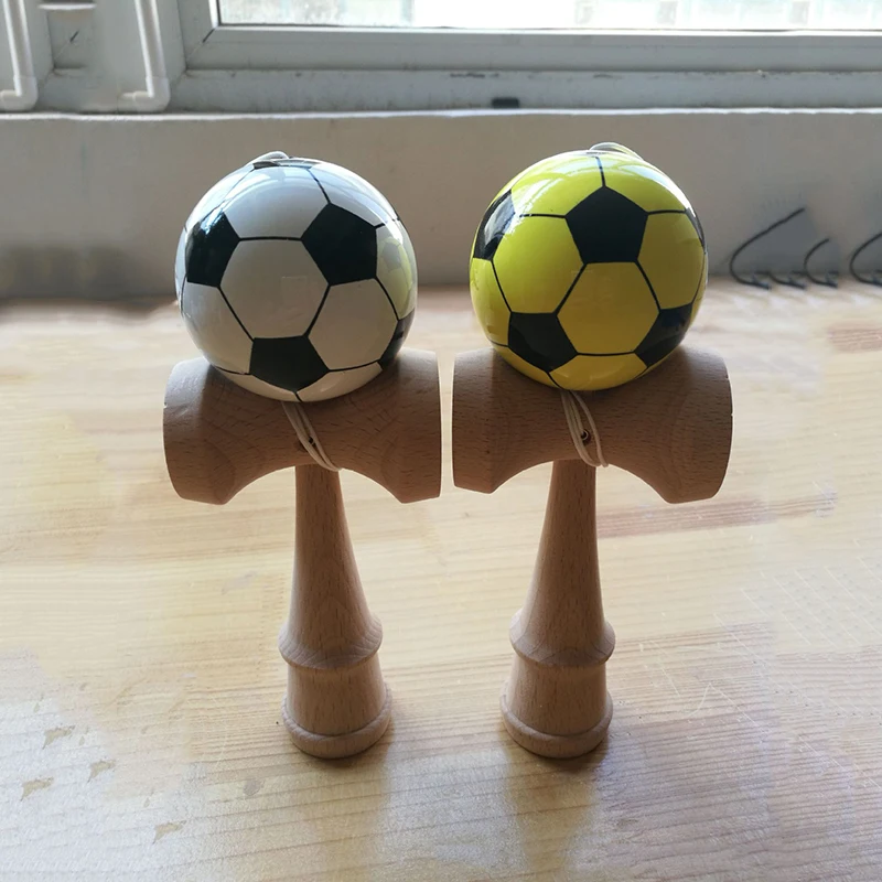Профессиональный 18 см ПУ краска деревянный Kendama меч шары футбол шаблон умелое