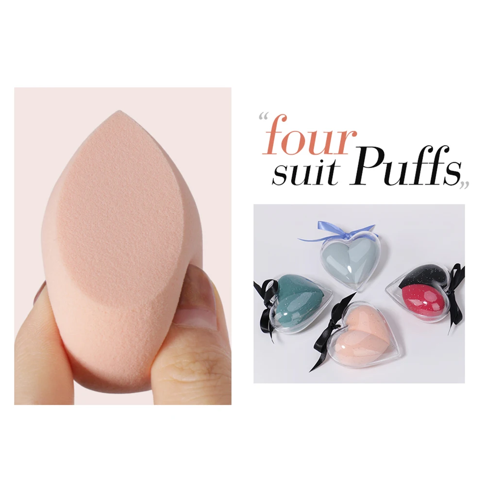

2pcs/set Makeup Sponge Heart-Shape Box Non-Latex Material Cosmetic Puff Powder Foundation Use Beauty Make Up Tools Dropshipping