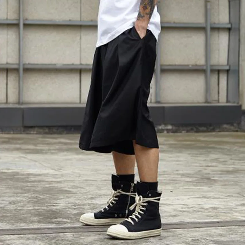 Мужская Уличная одежда, в стиле хип-хоп, панк, готика, свободная повседневная юбка, мужское кимоно большого размера, широкие брюки, шаровары от AliExpress RU&CIS NEW