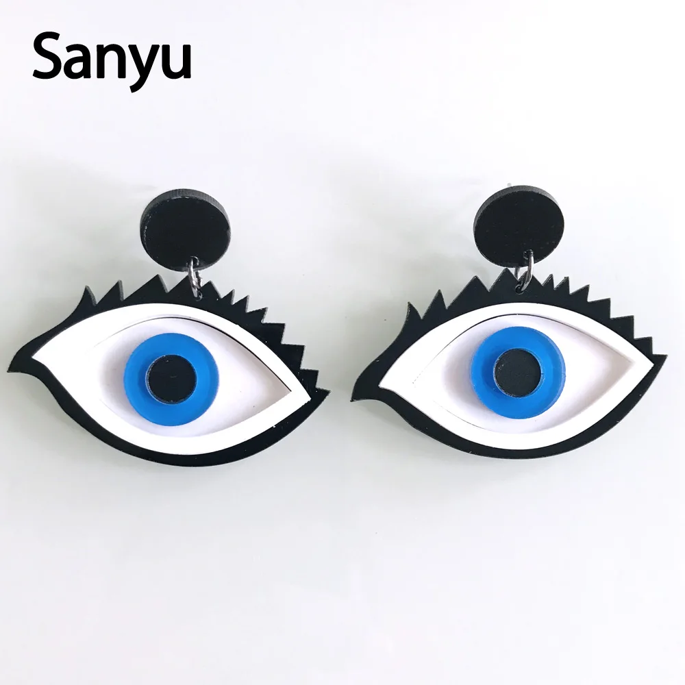 Женские акриловые серьги подвески в стиле панк с большими голубыми глазами для