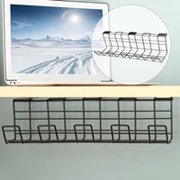 2pcspack support storage rack wire organizer office cord iron under desk home easy install power strip cable management tray