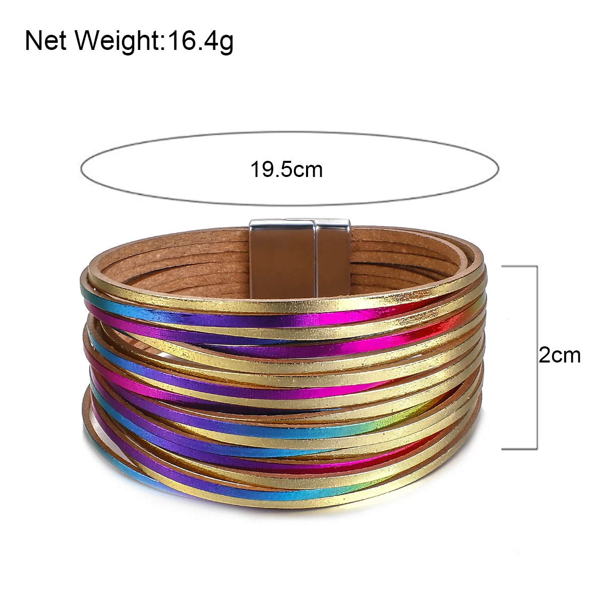 

Amorcome Shiny Iridescent Magnetic Buckle Bracelet for Women Fashion Leather Wrap Bracelet Tempting Statement Party Club Jewelry