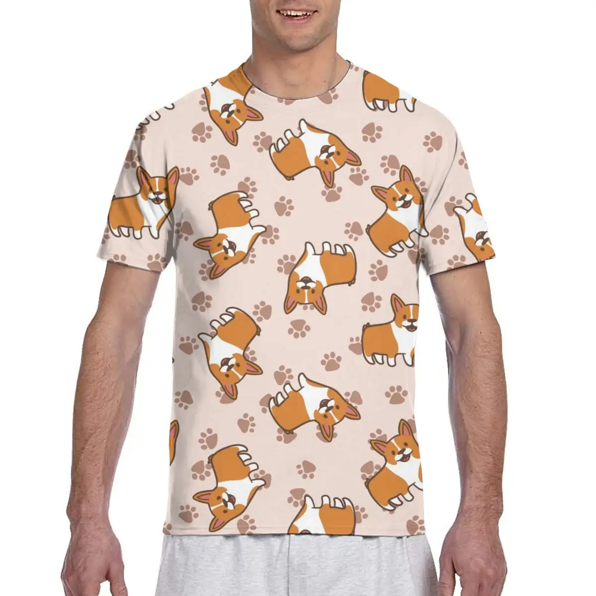 

Модная мужская футболка с мультяшными собаками корги 2020, летняя мужская футболка с круглым вырезом, футболки