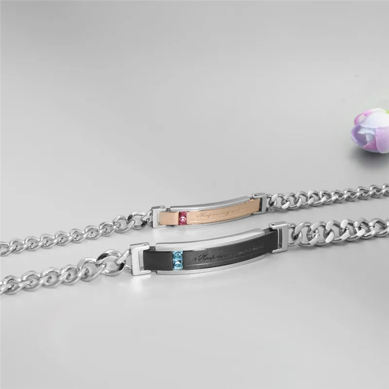 MOONROCY Titanium Steel Bangle Bracelet Party Jewelry True Love Words Fadeless Couple Gift | Украшения и аксессуары