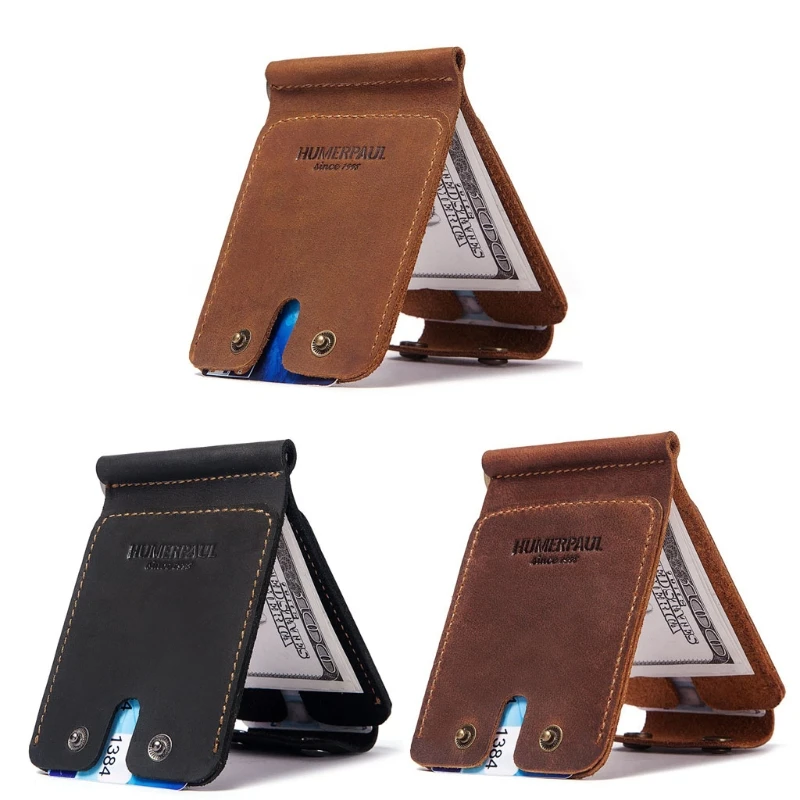 

Men Vintage Slim Wallet Money Clip Business Leather Cash ID Credit Card Holder 63HC