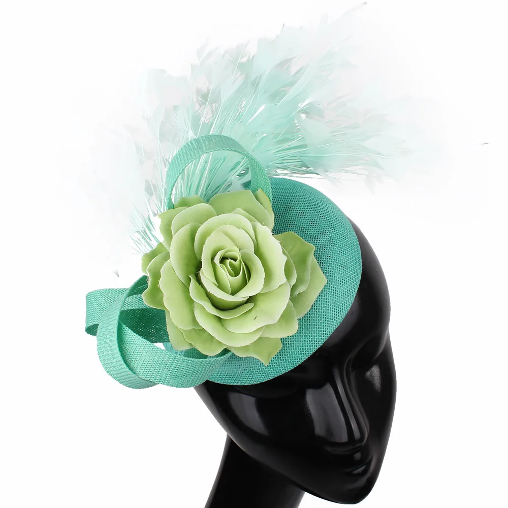 

New Imitation Sinamay Wedding Formal Dress Fedora Hat Headband Fancy Flower Fascinator Hat Women Ladies Show Headpiece Hair Clip