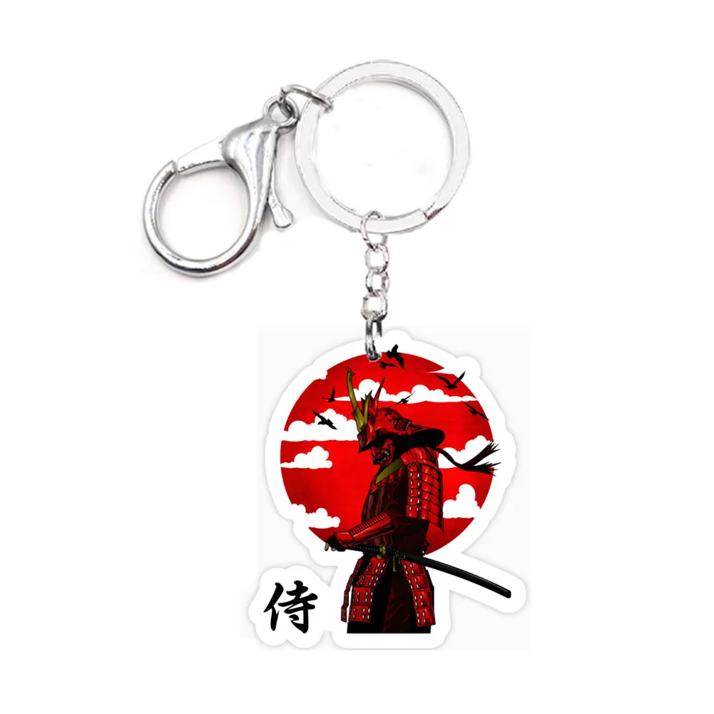 

Samurai Acrylic Keyring Japanese Red Daimyo Sword Brave Charms Not 3D Keychain Gift for Women Car Key Ring Purse Gift Men Toy
