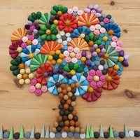 324pcs creative wooden rainbow blocks mushrooms honeycomb droplets tree cones blocks for children kids natural wooden toys gifts