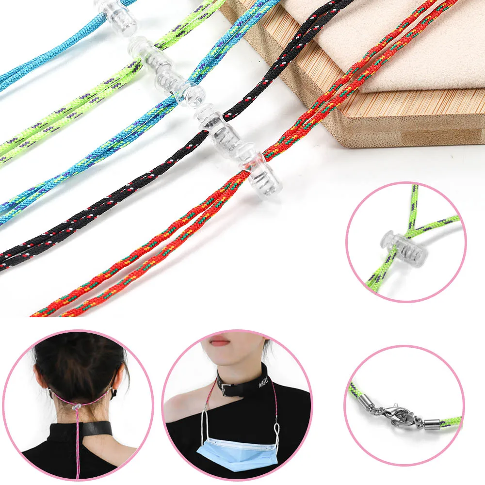 

40cm Colorful Adjustable Mask Elastic Rope Extender Cord Buckle Stretchy Face Mask Earloop Lanyard String Ribbons For DIY Making