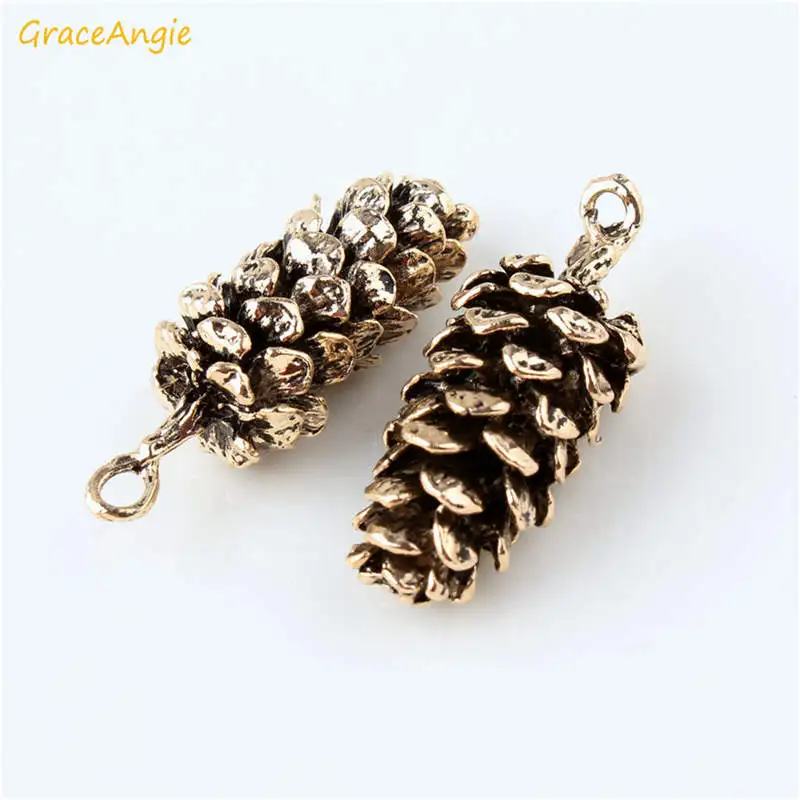Antique Gold GraceAngie 10 шт. винтажные эмалированные сплава PineCones Подвески ожерелье античное серебро золото Браслет Подвески самодельные ювелирные изделия - Окраска металла: Antique Gold