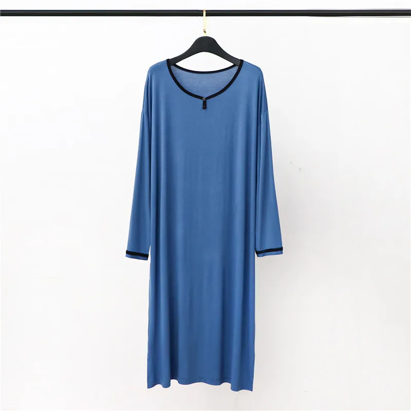 Женская свободная Ночная сорочка из модала и хлопка с длинным рукавом