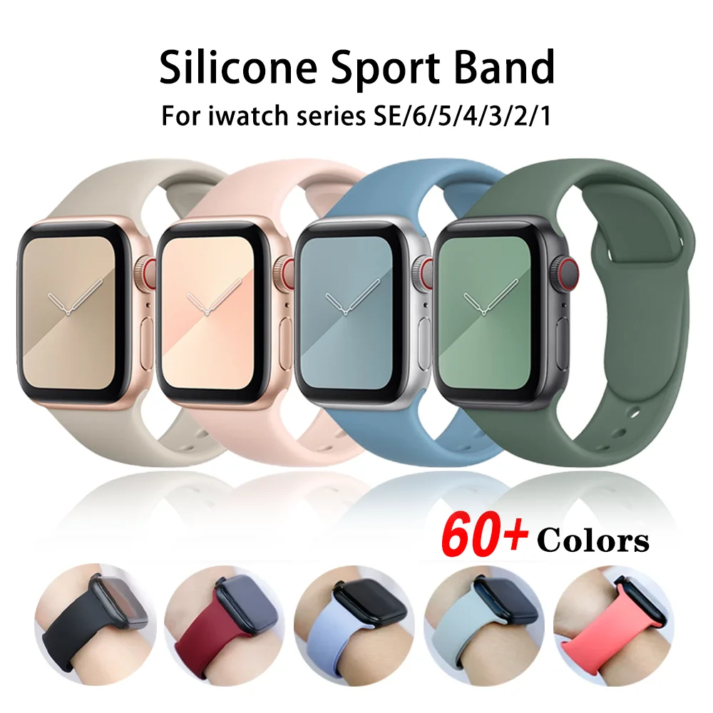 Ремешок силиконовый для apple watch 6 SE 5 4 3 браслет iwatch band 42 мм 38 наручных часов 44 40