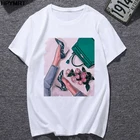 2020 лето Новых акварели высоких каблуков печать тенниска ф способ тенниска женской 90-ый хип-хоп панк рубашка битник уличного