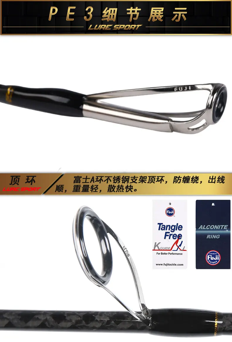 LureSport медленное отжимное удилище 1,9 м X поперечные Углеродные направляющие FUJI Катушка для спиннинга 60-260 г PE2-4 1,5 секционная лодочная удочка