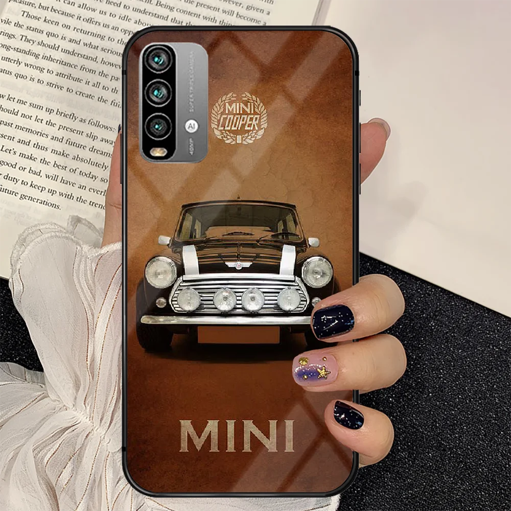 

Mini Cooper Sport Car Phone Tempered Glass Case Cover For Xiaomi Redmi note k 7 8 9 10 30 40 A C T S Pro Painting Prime