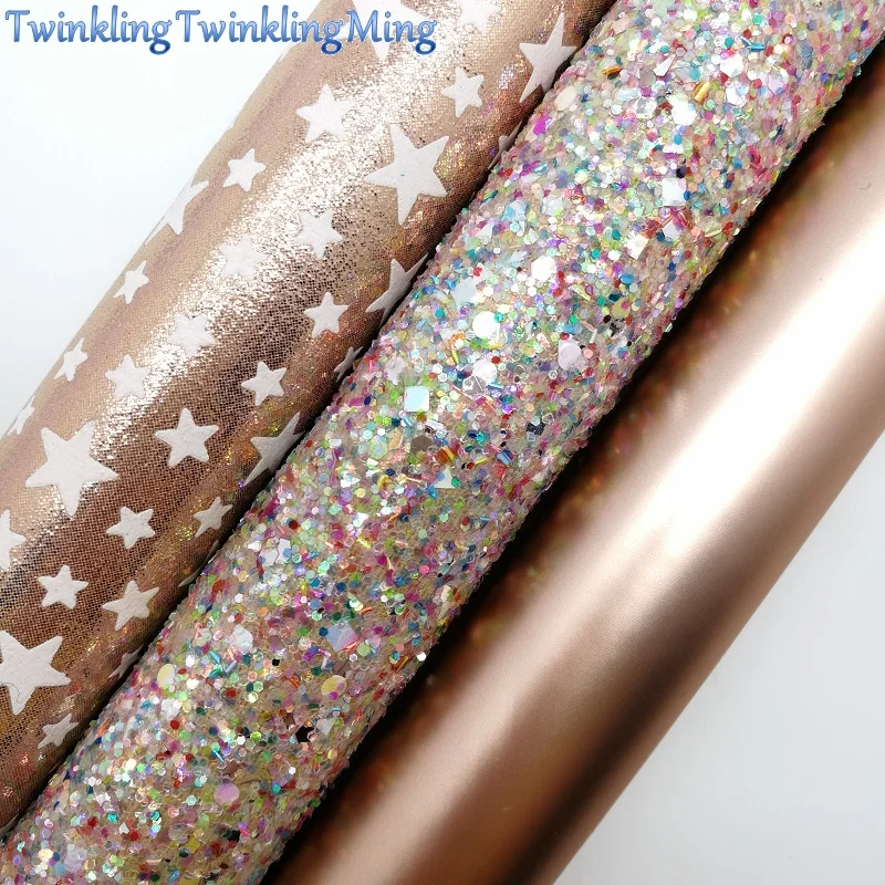 Блестки разных цветов Fabirc искусственная кожа ткань звезды листы для банта А4 21x29