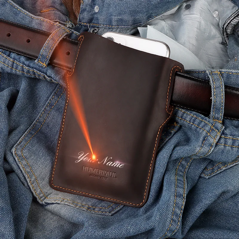 

Мужская кожаная сумка Crazy Horse, Повседневная маленькая сумка из воловьей кожи с крючком, поясной ремень, чехол для сигарет, чехол для телефона