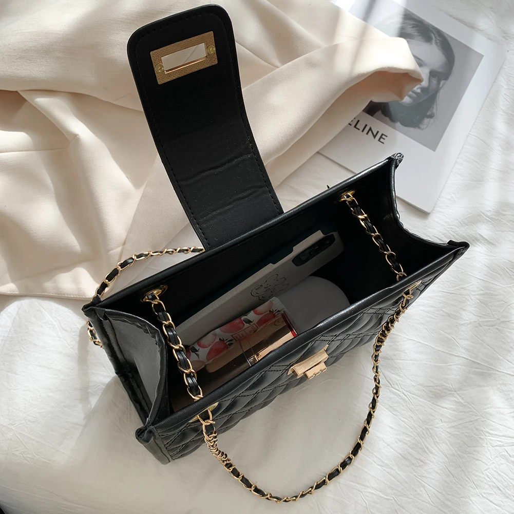 

Simply Crossbody Bags PU Leather Chain Tote Vintage Messenger Bag Lady Travel Small Handbags for Women 2021