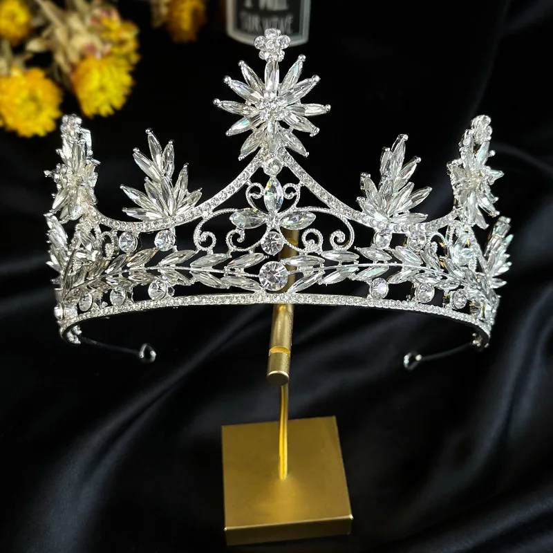 

Fashion Silver Color Leaf Wedding Tiara Hair Crown Floral Bridal Headpiece Handmade Women Jewelry Accessories