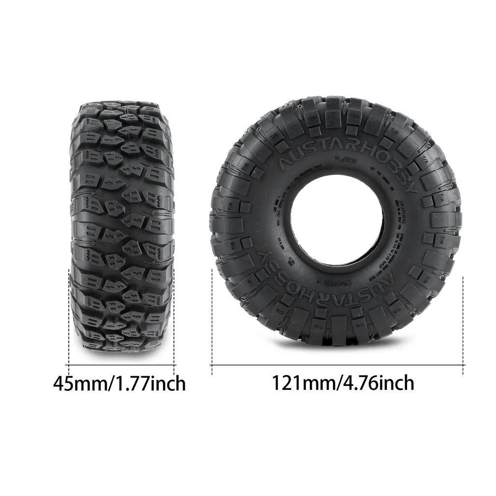 

4Pcs 121*45MM 1.9 Inch Soft Rubber Terrain Wheel Tires For 1/10 RC Crawler TRX-4 Axial SCX10 90046 RC Car Tyre