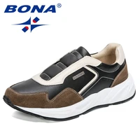 bona 2021 new designers casual sneakers shoes men action leather walking shoes man comfortable breathable footwear mansculino