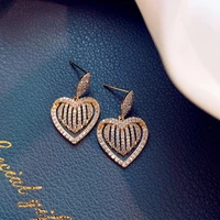 925 sterling silver jewelry peach heart micro inlaid earrings earrings fashion personality temperament pendant earrings jewelry
