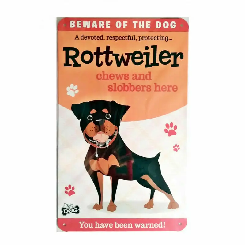 

Wags & Whiskers Dog Sign/Plaque Rottweiler - Tin Plaque 8x12