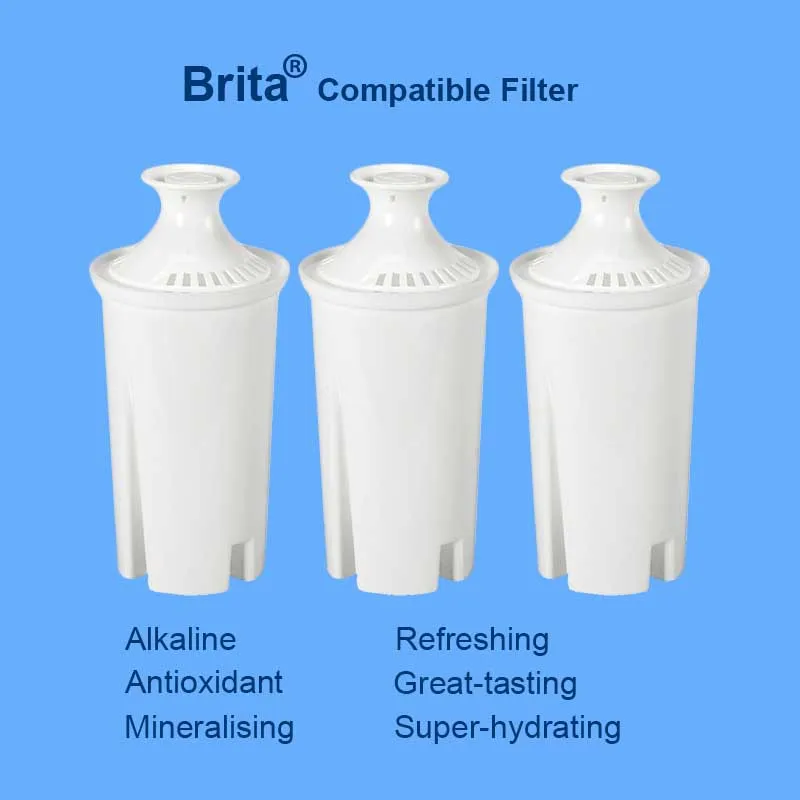 Drop-in Brita Classic Compatible Filter Cartridge - Mineral Hydrogen Alkaline Water Filter Replacement Home Use pH Alkalizer