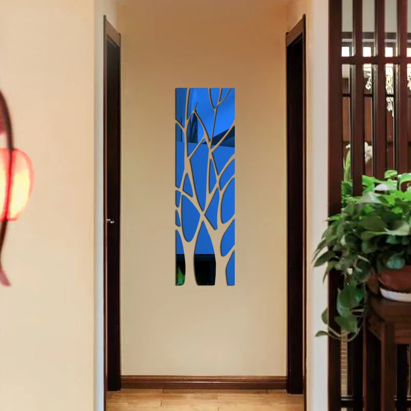 21Pcs 3D tree mirror wall sticker home decoration acrylic waterproof self adhesive Mirror Surface Wall Sticker | Дом и сад