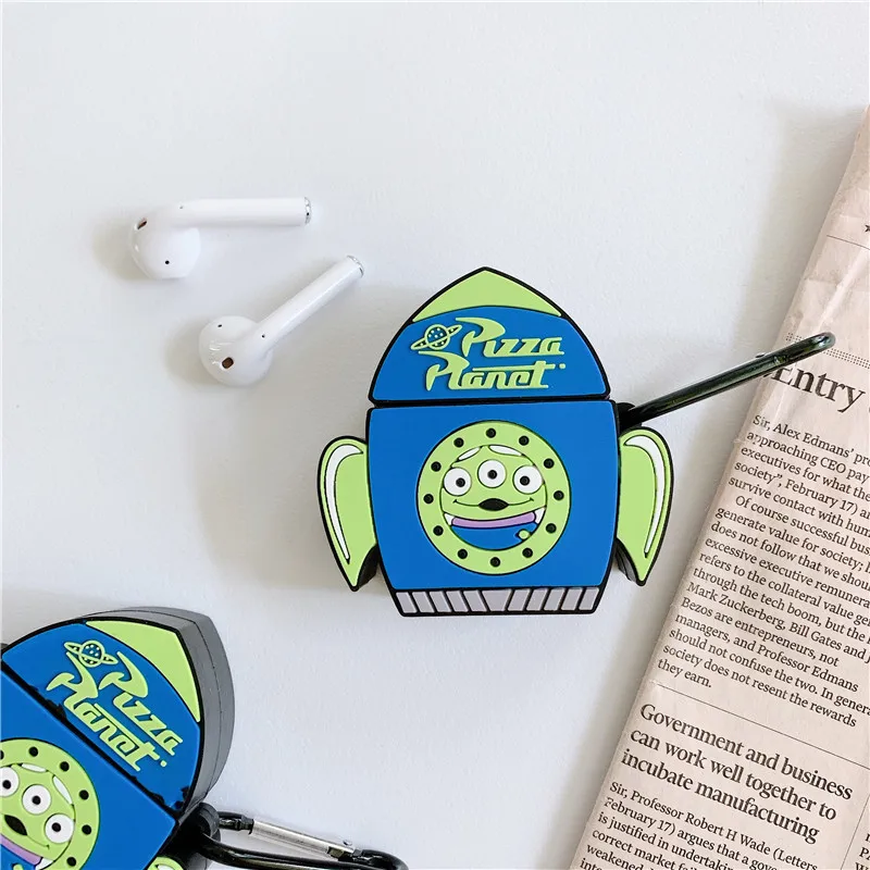 Мягкий силиконовый чехол для наушников AirPods 1 2 с милыми объемными рисунками из мультфильмов для зарядки гарнитуры Bluetooth, защитный чехол с крючком