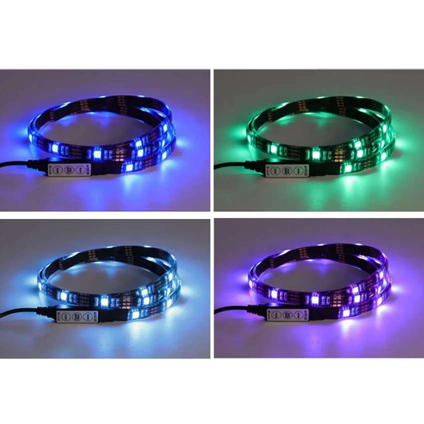 DC 5 В USB светодиодный с 5050 водонепроницаемый RGB светодиодный светильник 1 м 2 м 3 м RF 24 ключ дистанционного управления подходит для ТВ скейтборд велосипед ligh